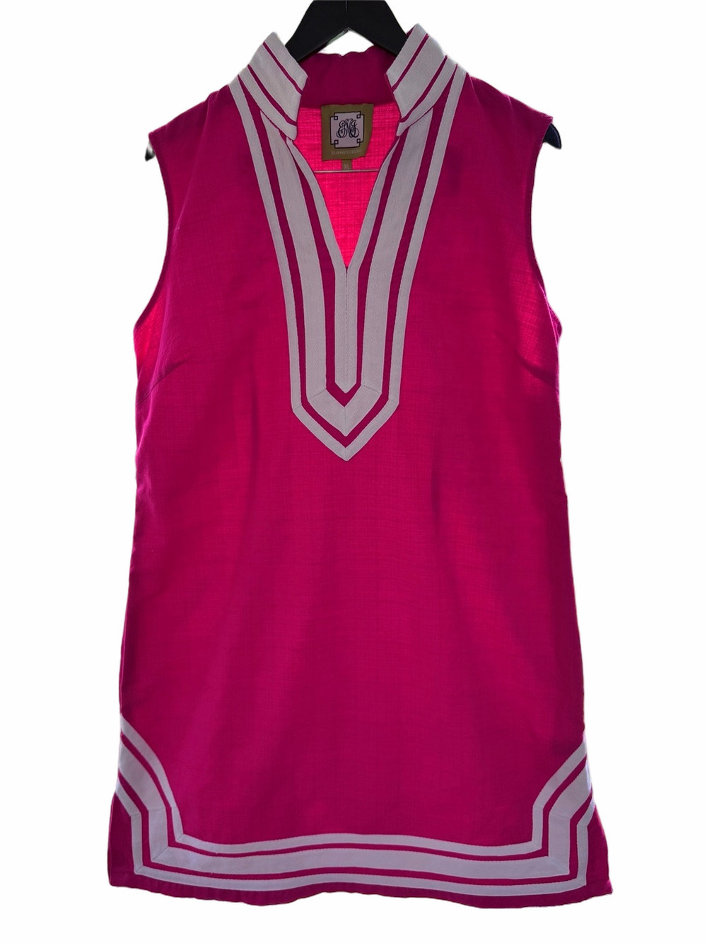 Elizabeth McKay Classic Tunic Shift Dress Sleeveless Cotton Linen Pink Size XL